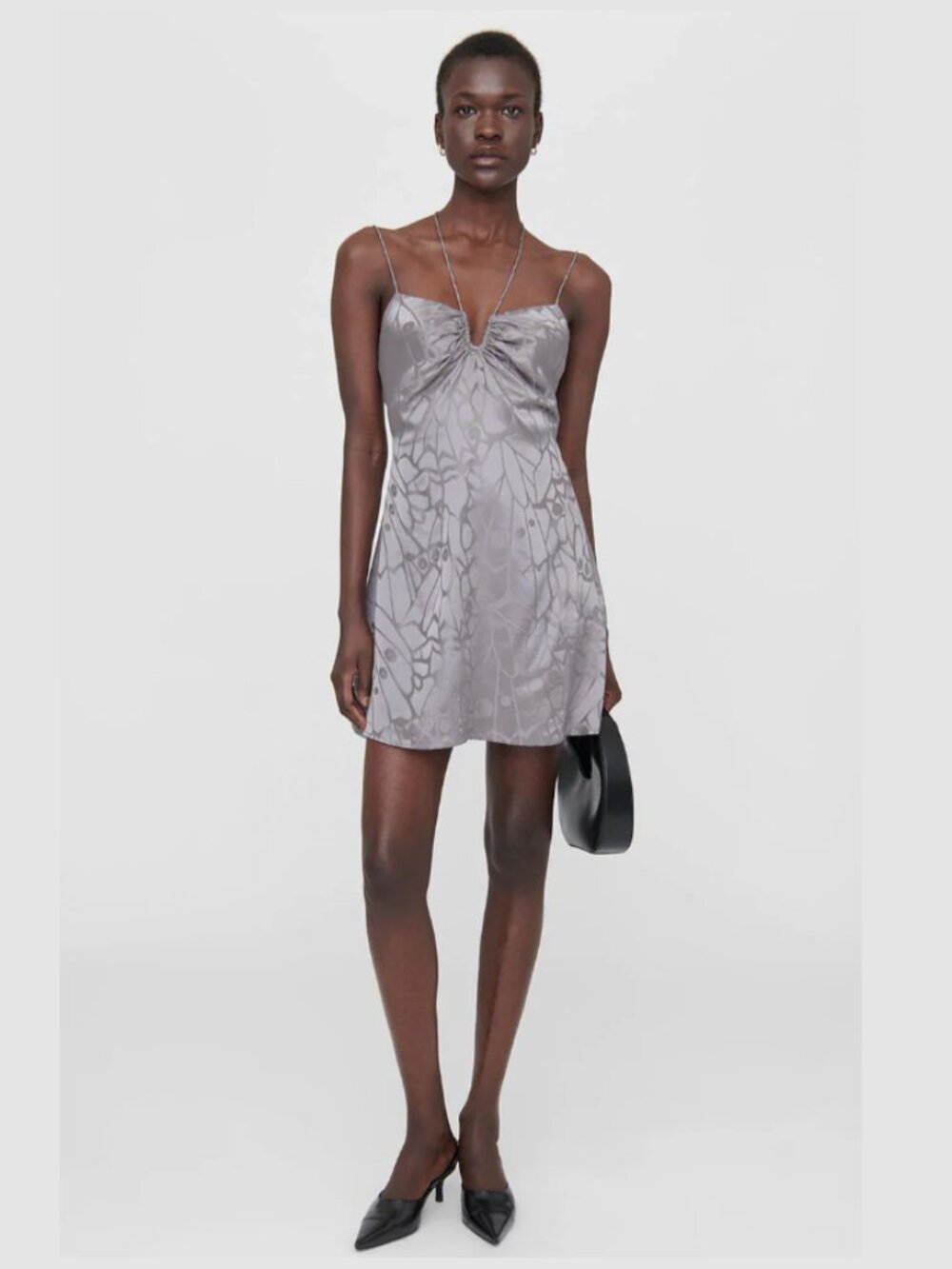 Anine Bing 100% Silk Ash Violet Butterfly Jacquard Mini Dress - Size M - NWT
